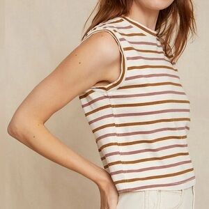 AMO mauve and brown striped muscle tank